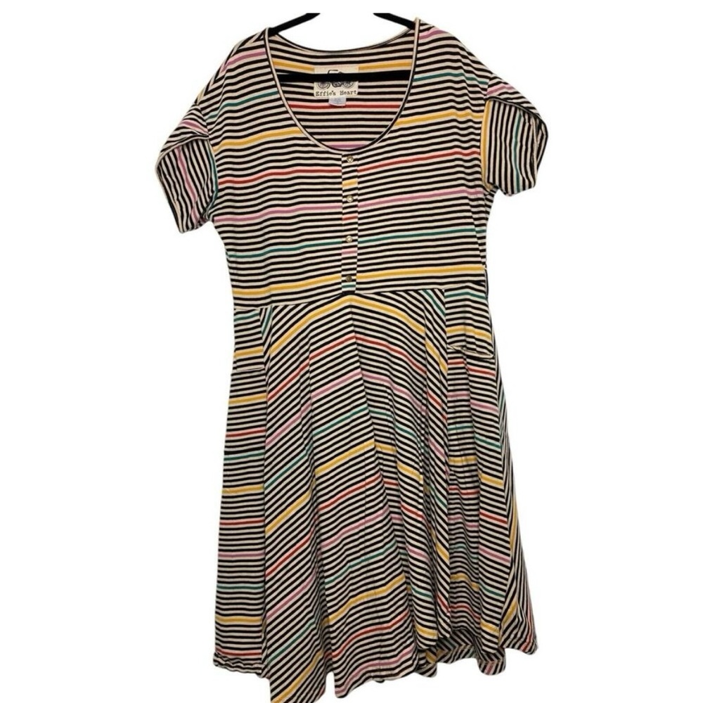 Effie’s Heart Dress Size 2X XXL Short Sleeve Striped Black Stretchy